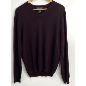 Brooks Brothers Merino Wool V-Neck Sweater Purple Men’s Medium Stretch